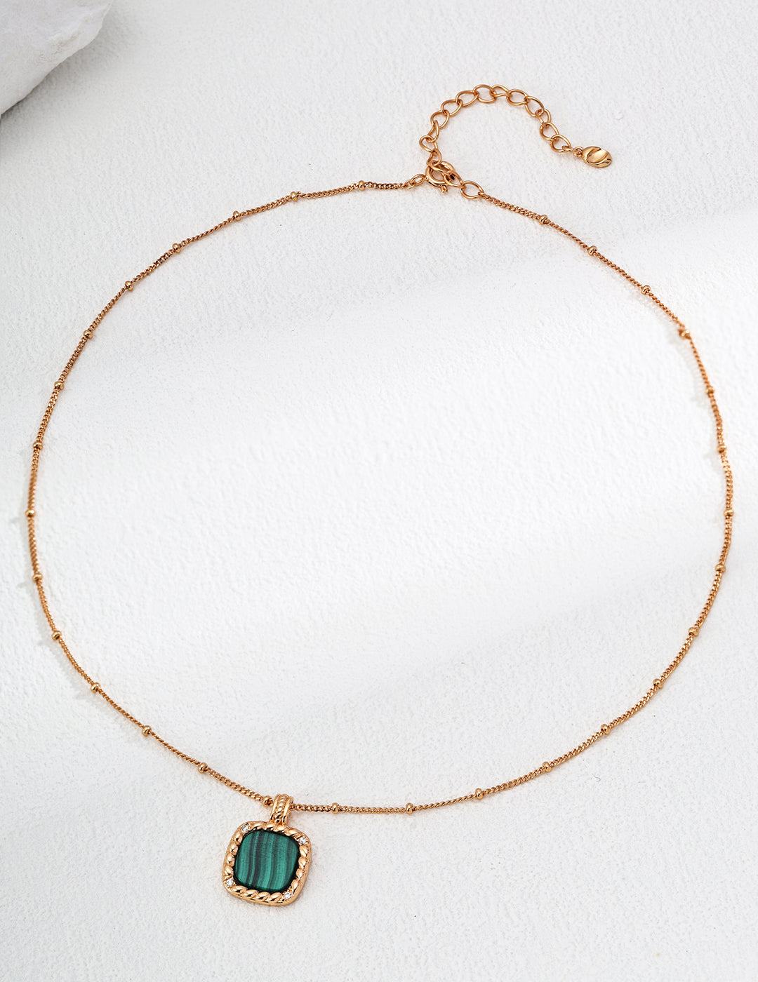Simple Zircon Natural Peacock Stone Necklace