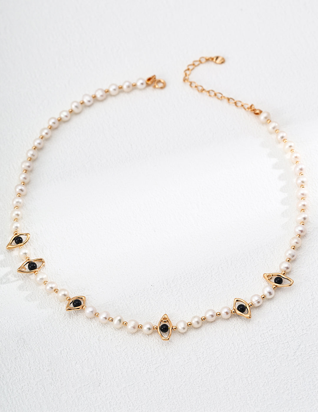 Natural pearl black agate necklace