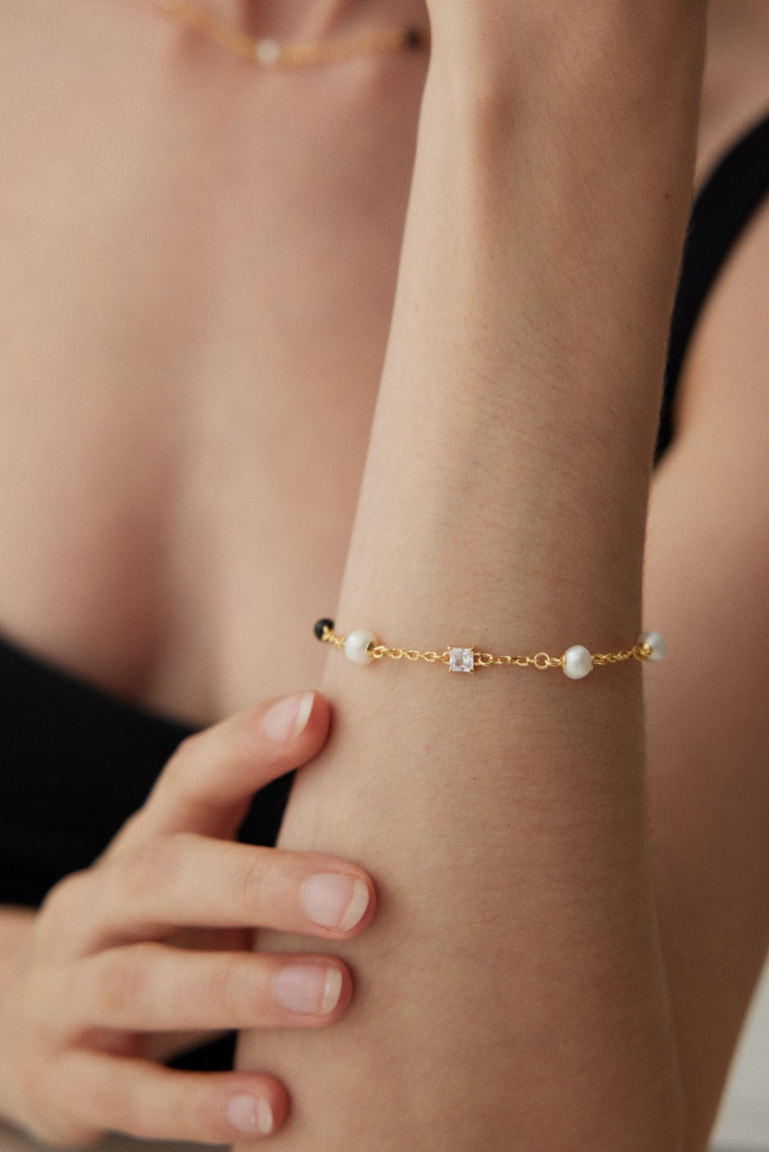 Sterling silver pearl agate bracelet