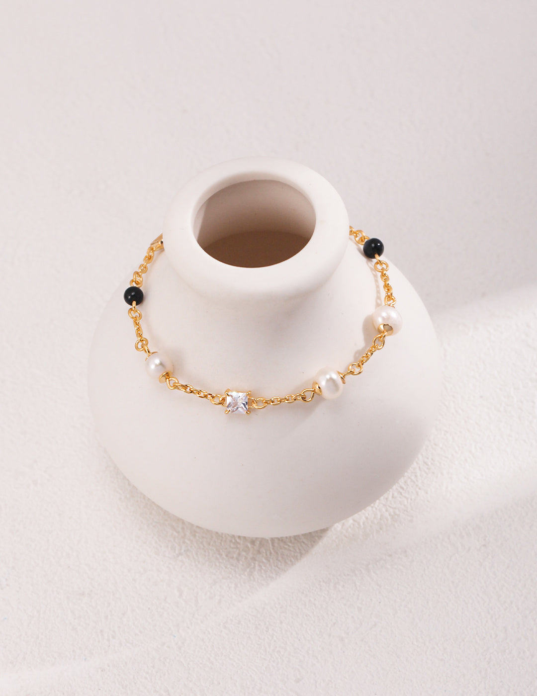 Sterling silver pearl agate bracelet