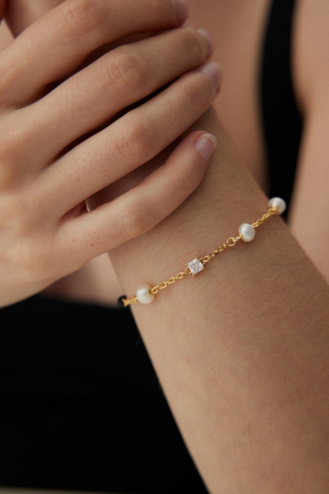 Sterling silver pearl agate bracelet