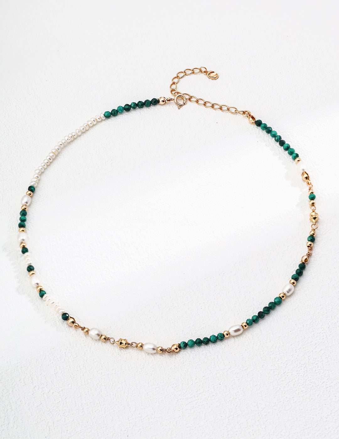 Vintage natural pearl malachite necklace