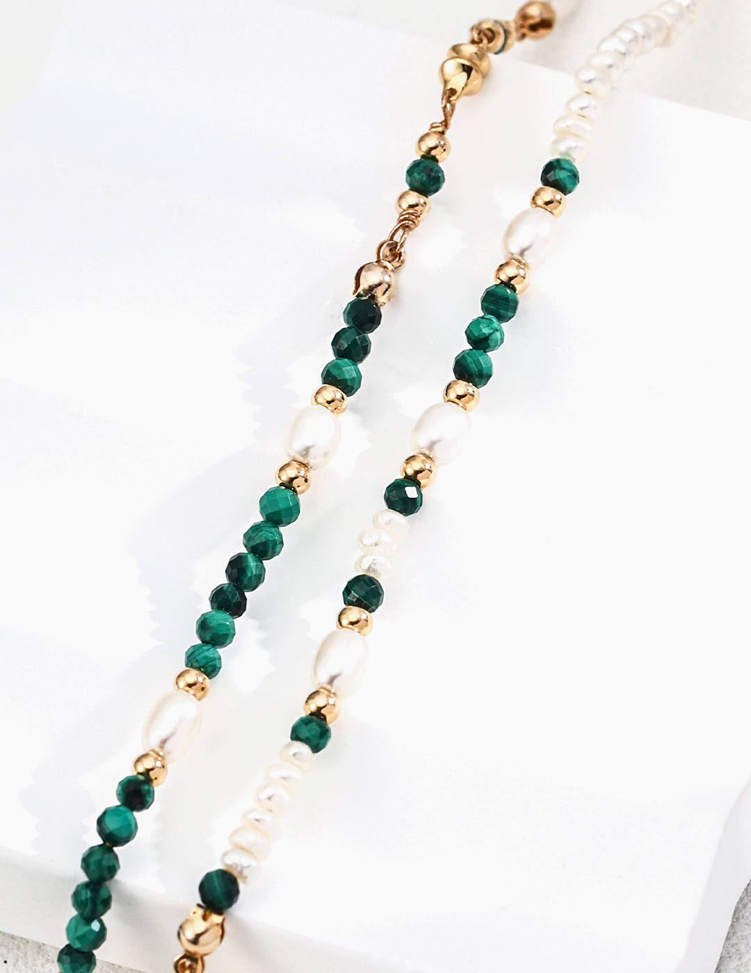 Vintage natural pearl malachite necklace