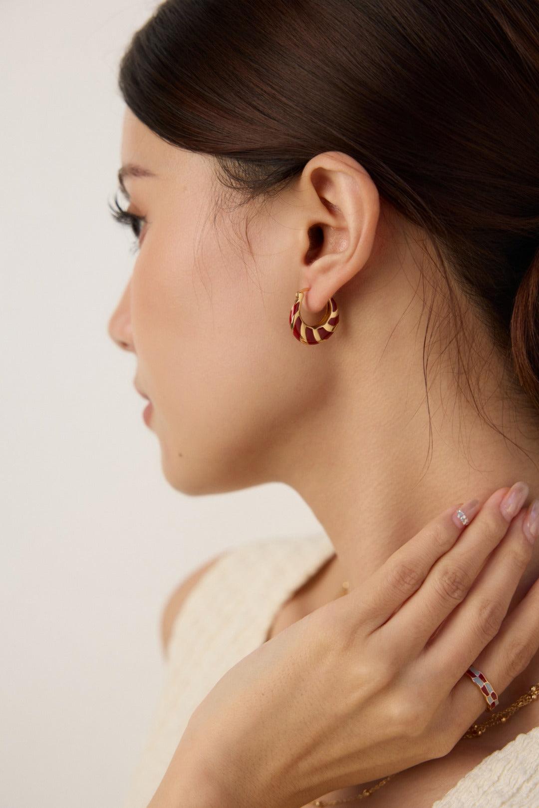 Red drop-glaze earrings