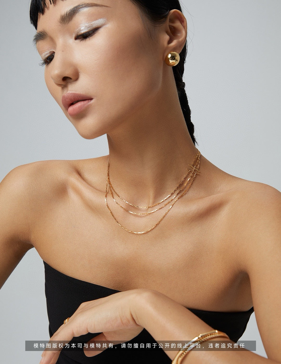 Extremely simple style pure silver necklace