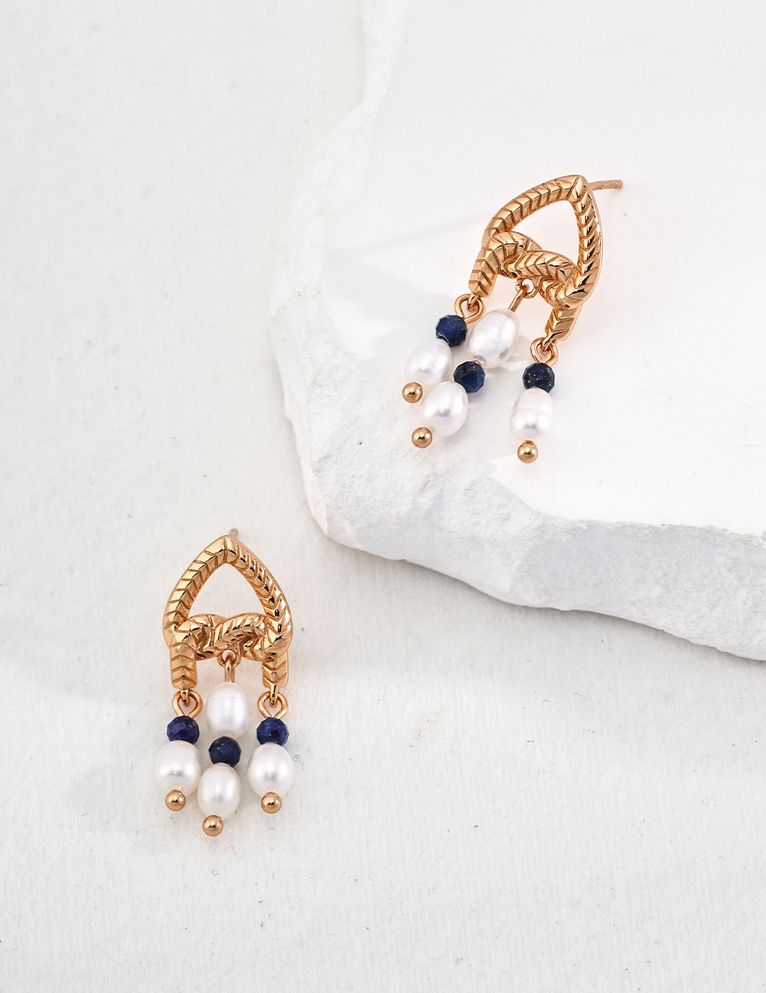 18K gold plated silver & pearls earrings