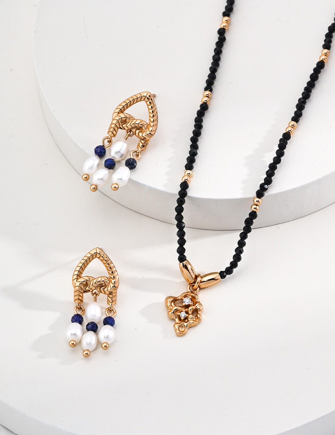 18K gold plated silver & pearls earrings