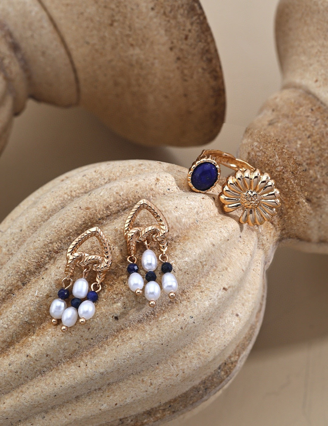 18K gold plated silver & pearls earrings