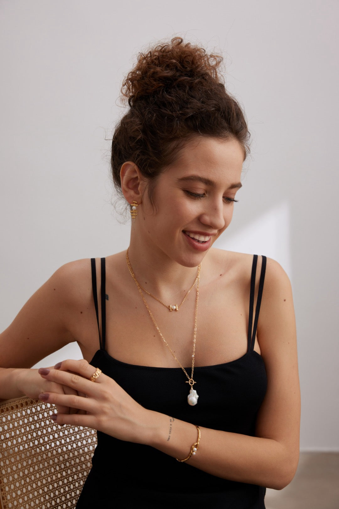 Baroco Style 18K gold plated silver long necklace