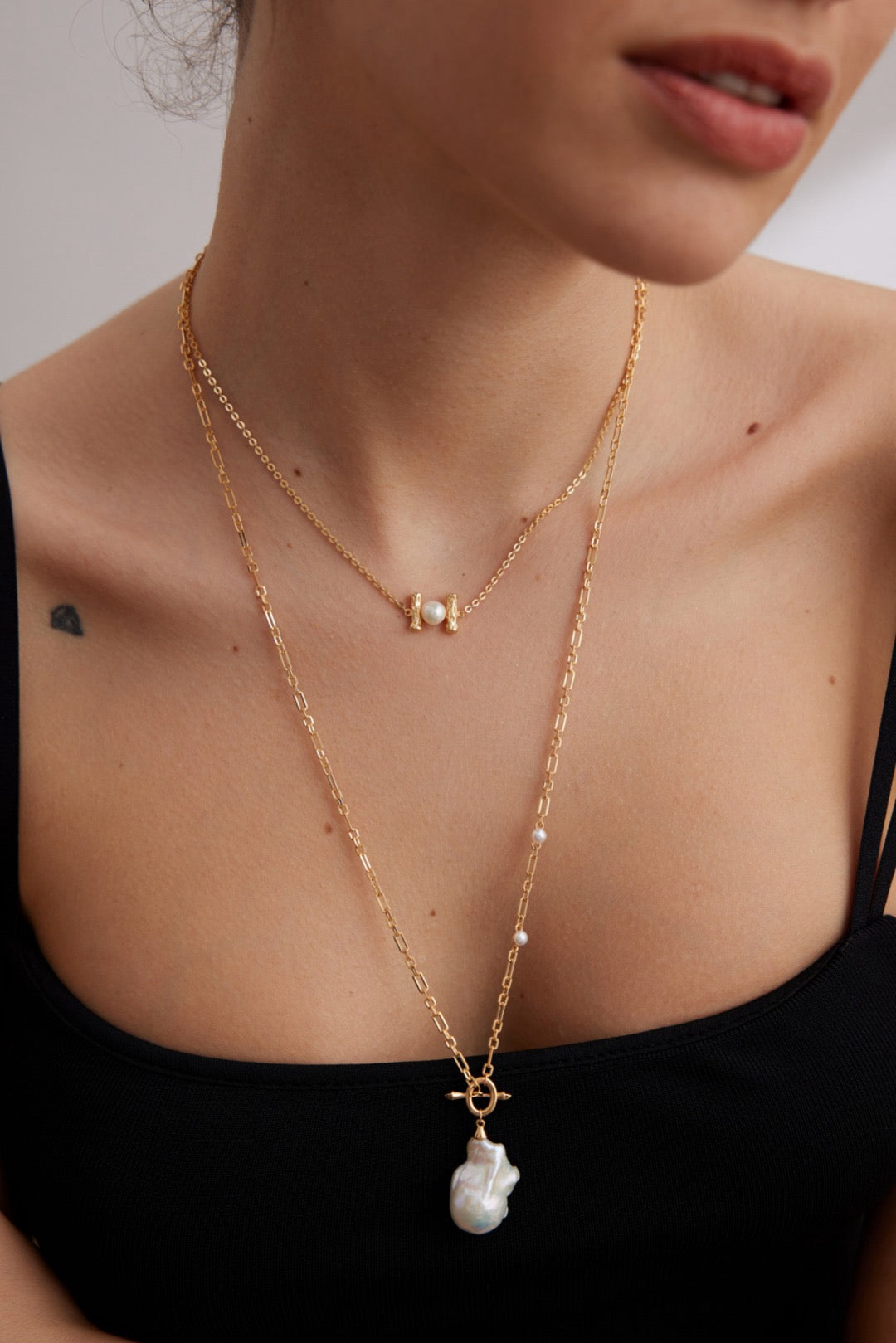 Baroco Style 18K gold plated silver long necklace