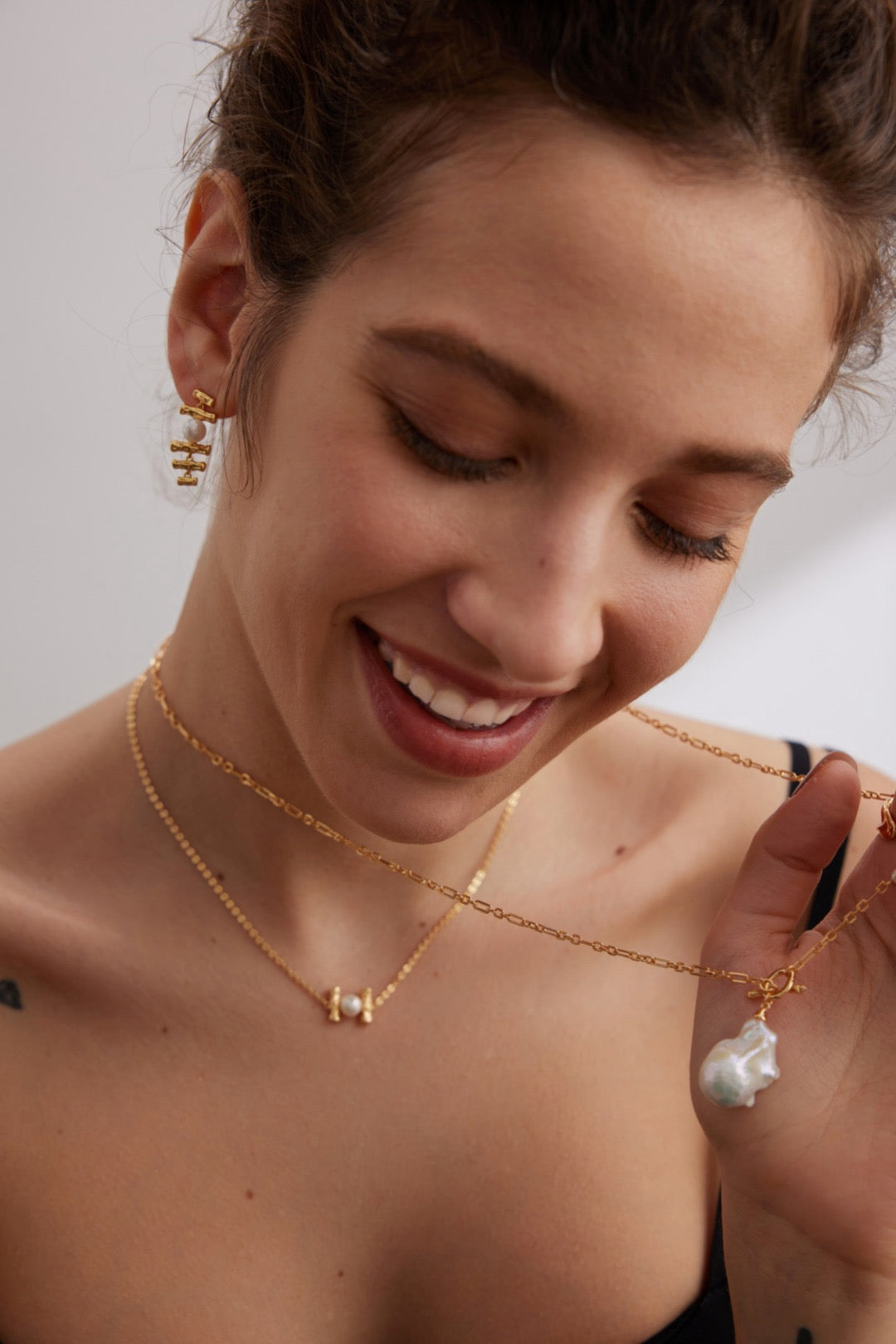 Baroco Style 18K gold plated silver long necklace