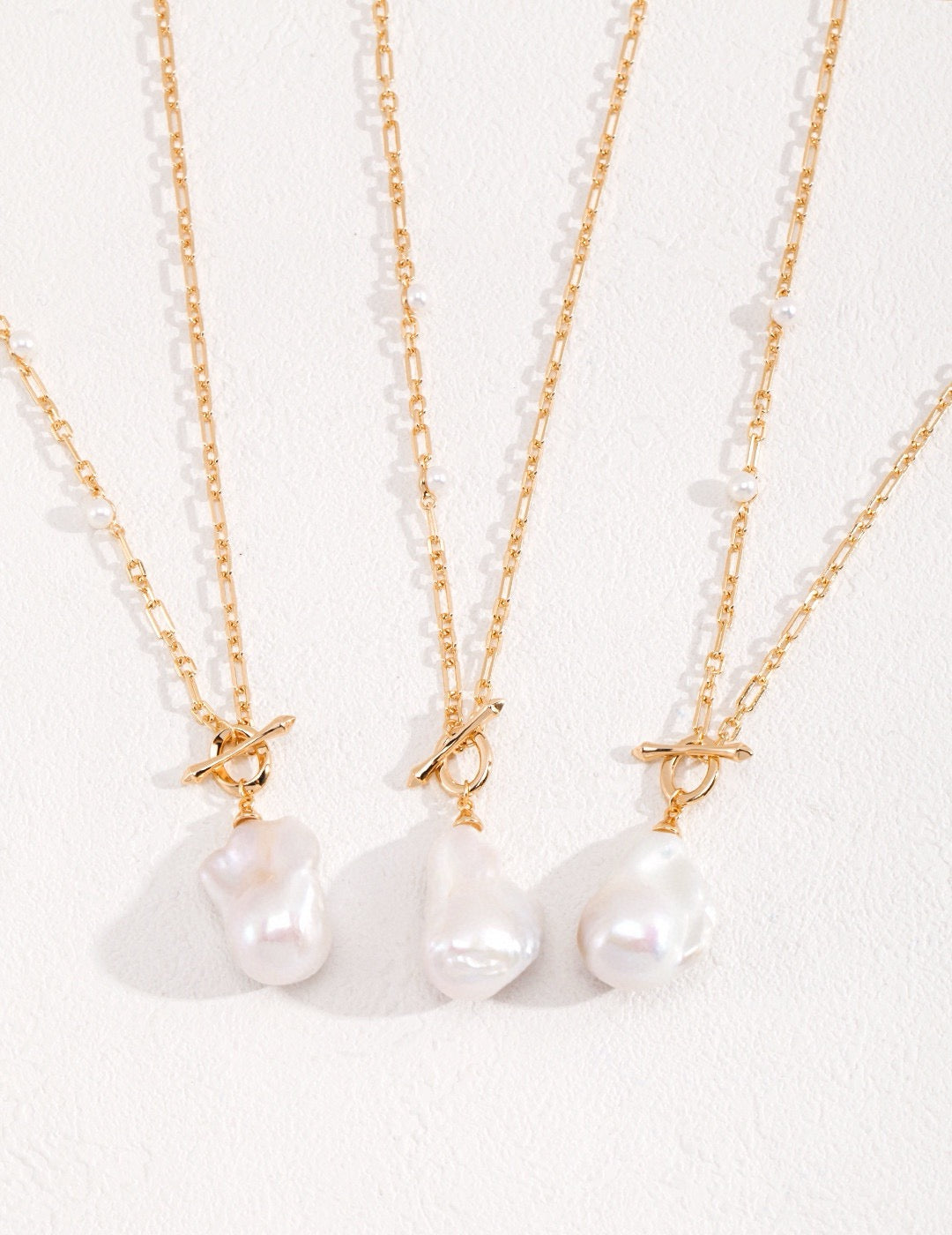 Baroco Style 18K gold plated silver long necklace