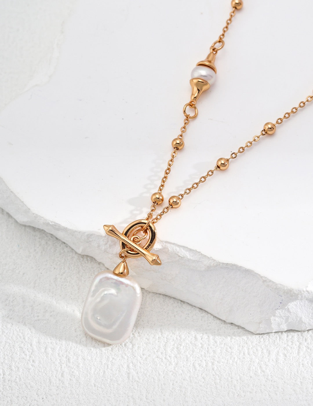 18K gold plated silver & pearls necklace