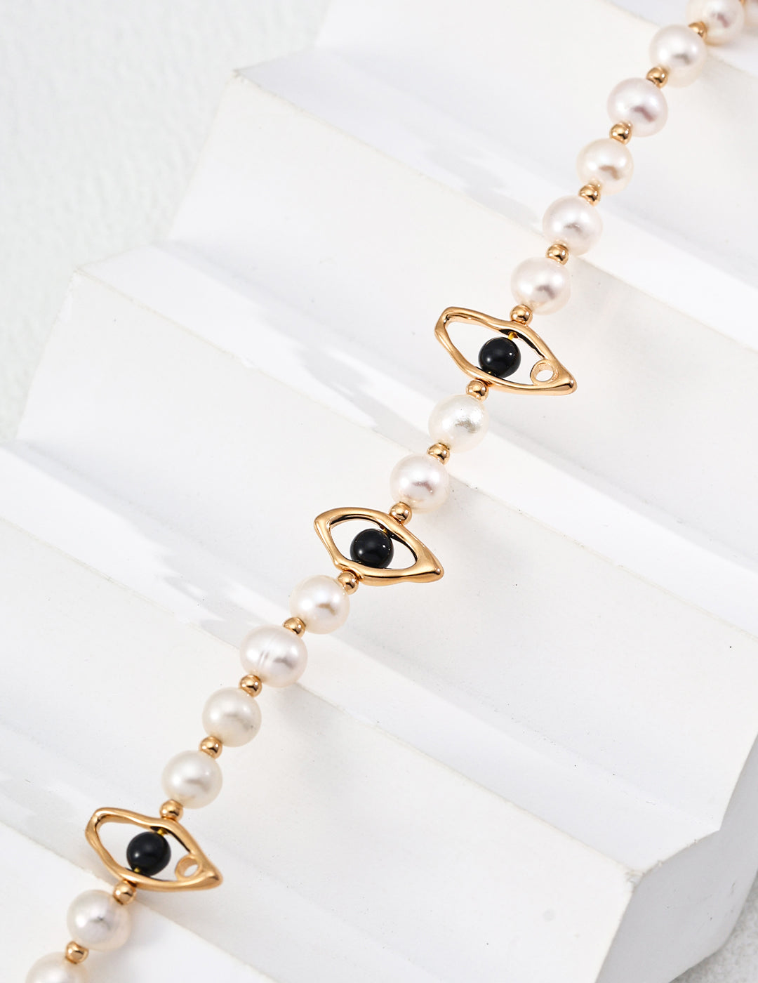 Natural pearl black agate necklace