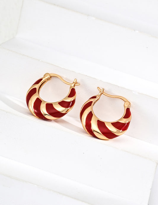 Red drop-glaze earrings