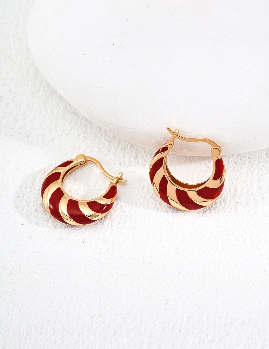 Red drop-glaze earrings