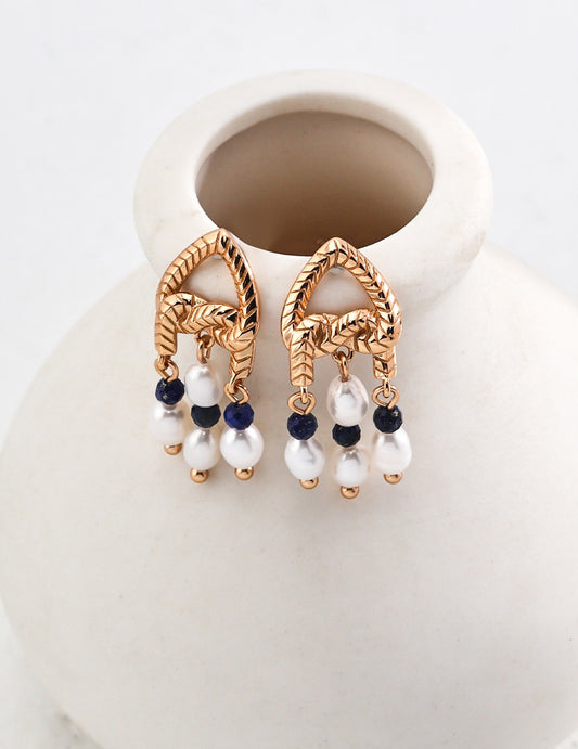 18K gold plated silver & pearls earrings