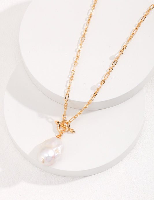 Baroco Style 18K gold plated silver long necklace