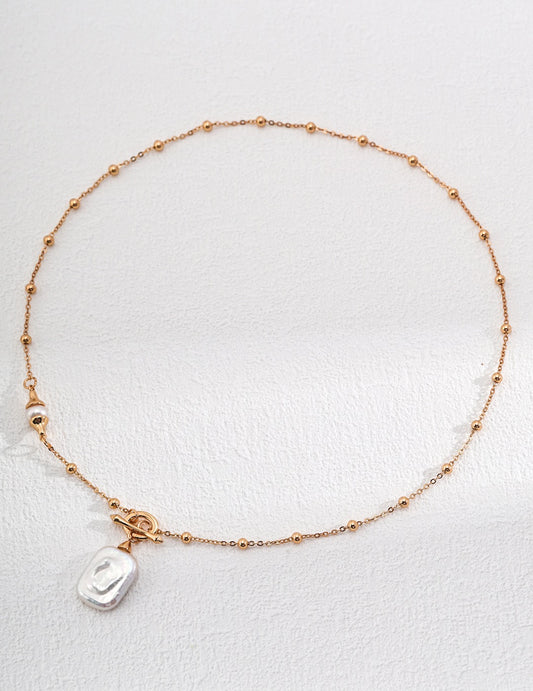 18K gold plated silver & pearls necklace